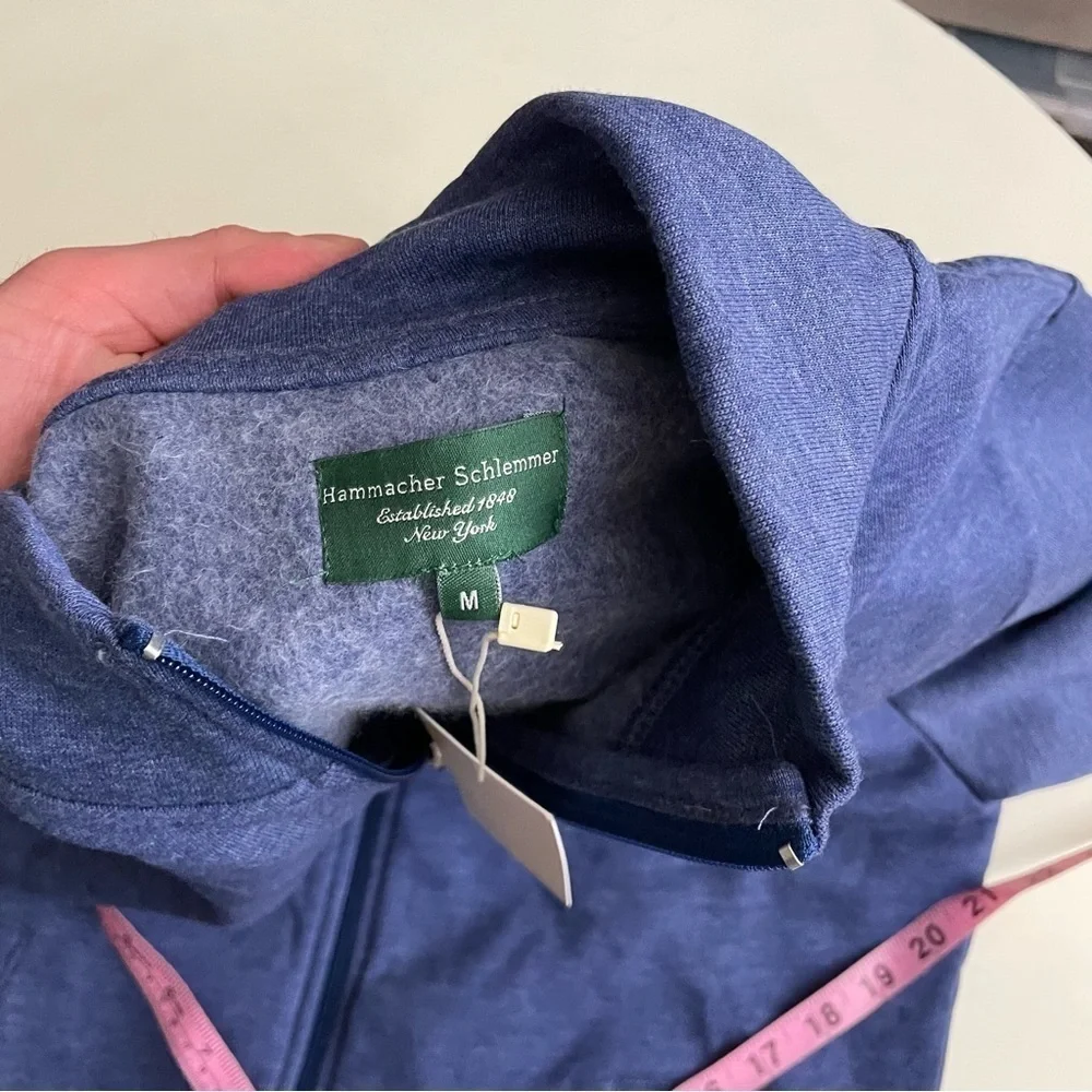 Hammacher Schlemmer NY Men’s Full Zip Sweater Blue Size Medium Slim Fit New